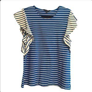 Lauren Ralph Lauren Blue & White Striped Flowy Sleeves Blouse Size XL
